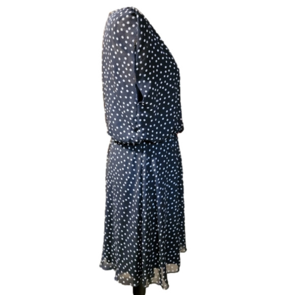 Tacera Navy with White Polka Dot Mini Dress. Excellent Condition. Size  L. - Picture 3 of 5